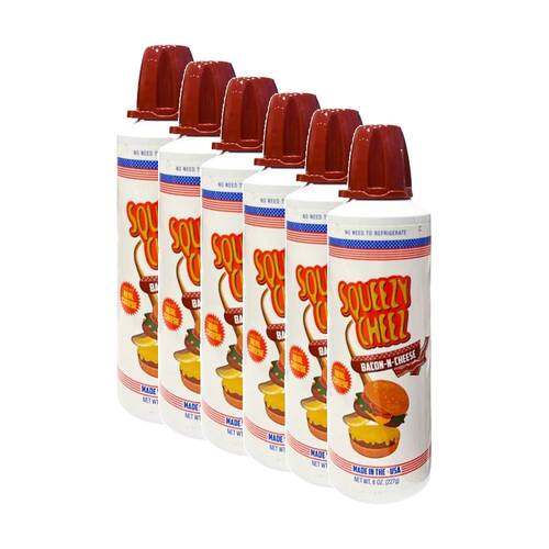 6PK Squeezy Cheez Bacon-N-Cheese In A Can Made W/ Real Cheese 227g