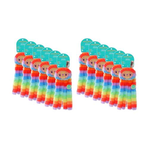 12x Paws And Claws Plush Crinkle Octo-Sloth Dog Chew/Cuddle/Tug Squeaker Toy Rainbow