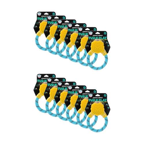 12x Paws And Claws TPR Animal Ring Tugger Dog Chew/Tug Toy 16x12cm Assorted