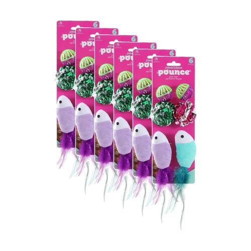 6x 6pc Paws And Claws Pounce Pet Cat Toy Activity Pack Engaging Assortment