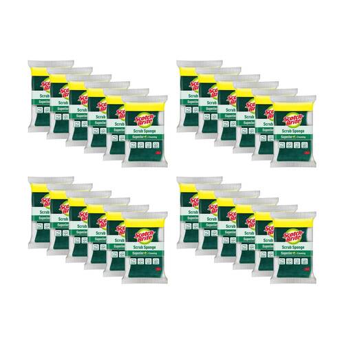 24PK Scotch Brite Stain Cutting Long Life Cleaning Scrub Sponge Antibacterial