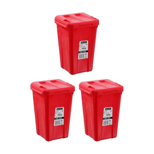 3x Boxsweden Skeep Indoor/Outdoor Durable Mini Wheelie Rubbish Bin 7L Assorted