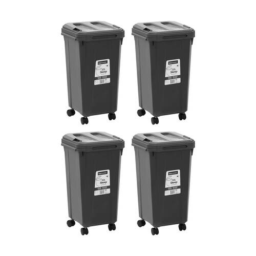 4x Boxsweden Skeep Indoor/Oudoor Durable Wheeled Wheelie Rubbish Bin 32L Assorted