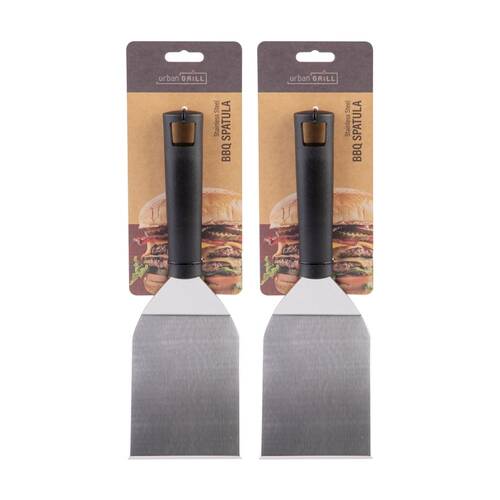 2PK Urban Grill Stainless Steel Wide Head BBQ Spatula W/ Long Handle