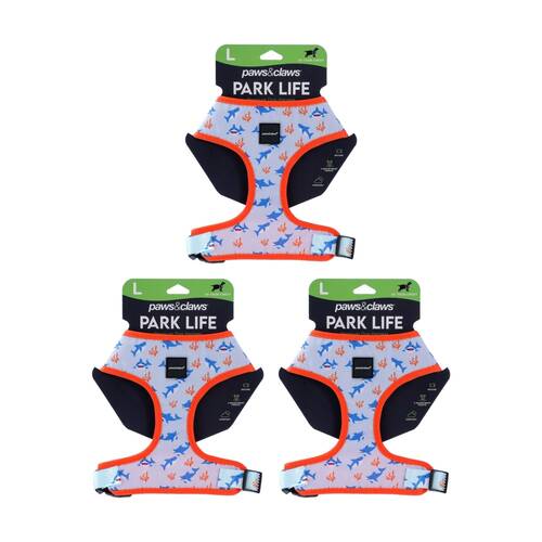 3PK Paws And Claws Park Life Printed Pet Dog Harness Assorted Large 50-70cm