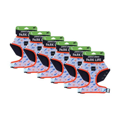 6PK Paws And Claws Park Life Printed Pet Dog Harness Assorted Large 50-70cm