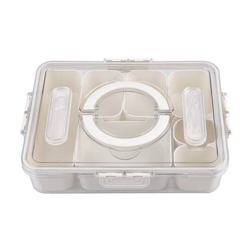 Alfresco Lane Rectangular Grazing Box W/ 7 Compartments &?Food Picks Cream