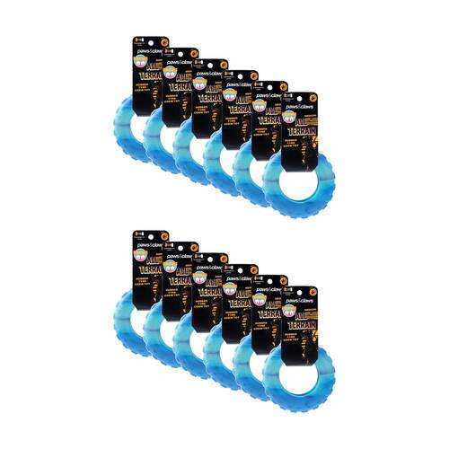 12x Paws And Claws All Terrain Rubber Tyre Medium Two-Tone Pet Dog Chew/Tug Toy Blue