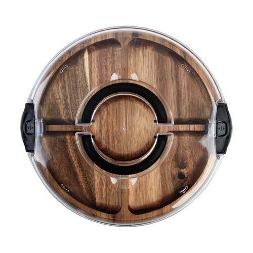 Alfresco Lane Acacia Wood 5 Compartment Round Grazing Platter W/ Lid