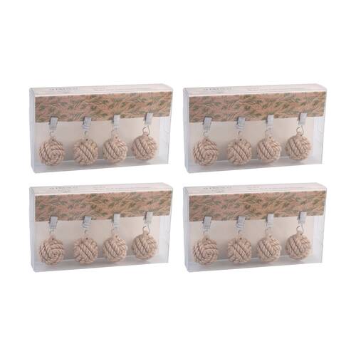 4x 4pc Alfresco Lane Outdoor Tablecloth Weights Set Rope Balls Natural