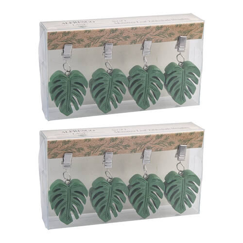 2x 4pc Alfresco Lane Outdoor Tablecloth Weights Set Monstera Leaf Green