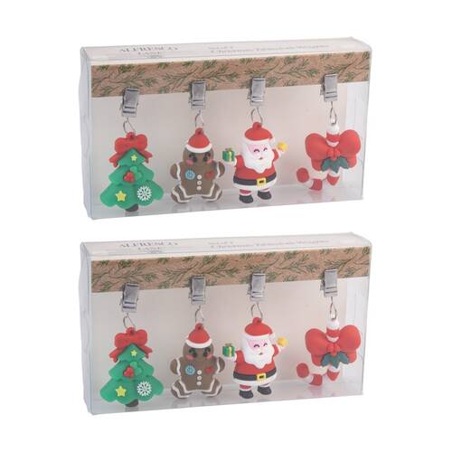 2x 4pc Alfresco Lane Outdoor Tablecloth Weights Set Festive Design Christmas