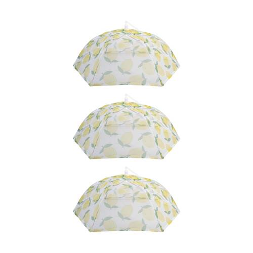 3PK Alfresco Lane Pop-Up Round Nylon Net Food Cover 40cm Diameter Lemon