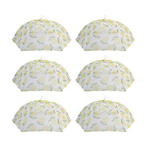 6PK Alfresco Lane Pop-Up Round Nylon Net Food Cover 40cm Diameter Lemon