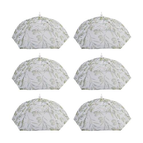 6PK Alfresco Lane Pop-Up Round Nylon Net Food Cover 40cm Diameter Olives