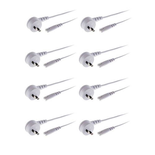 8PK Doss Flat Mains To Fig 8 Lead 2M White Right Angle Plug Power Cord