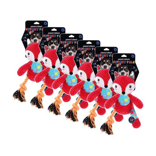 6x Paws And Claws Patchwork Plush Animals Dog Chew/Tug/Cuddle Toy 26x20cm Assorted