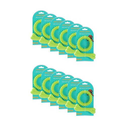 12x 2pc Paws And Claws Mini TPR Bone & Ring Pet Dog Chew/Fetch Toy Set Assorted