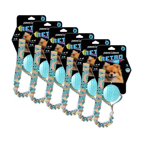 6x Paws And Claws Bungee Ball Printed Pet Dog Chew/Tug Toy 41x7x7cm Assorted