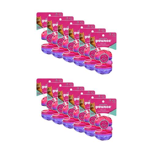 12x Paws And Claws Cat Roller Treat Dispenser Interactive Toy 8x9x8cm Assorted