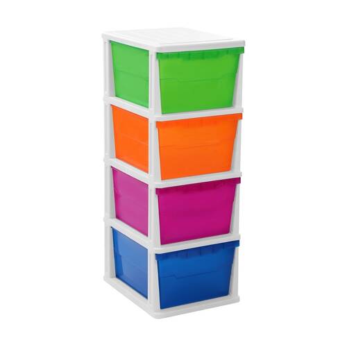 Boxsweden Stakit Mega 4 Drawer Organisation Storage Unit 38x48x103cm Multicolour