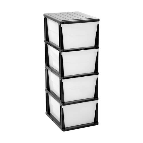Boxsweden Stakit Mega 4 Drawer Organisation Storage Unit 38x48x103cm Black/White