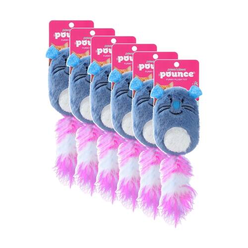6PK Paws And Claws Pounce Plush Kicker Pet Cat Toy Assorted 10x10x5cm