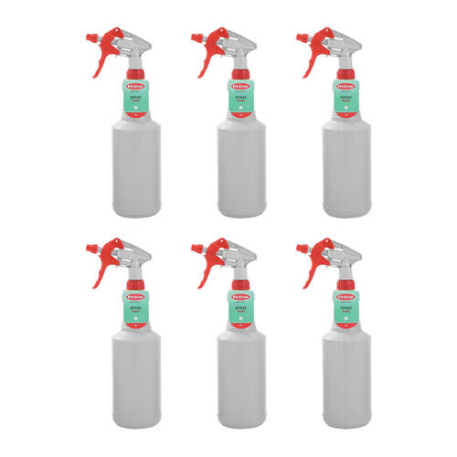 6PK Boxsweden Prime Heavy Duty Durable Refillable Spray Bottle 1L Assorted