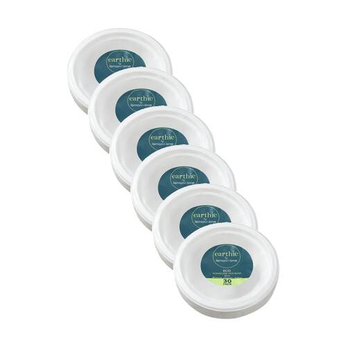 6x 30pc Lemon And Lime Sugarcane Side Bowl Compostable White 18cm
