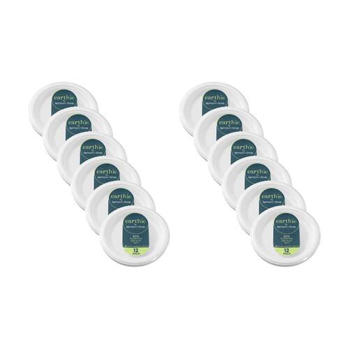 12x 12pc Lemon And Lime Sugarcane Side Plate Biodegradable White 18cm