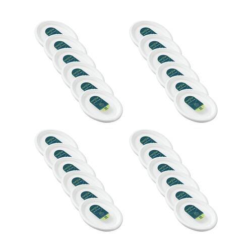 24x 10pc Lemon And Lime Sugarcane Oval Plate Biodegradable White 26x20cm