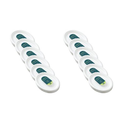 12x 30pc Lemon And Lime Sugarcane Oval Plate Compostable White 26x20cm