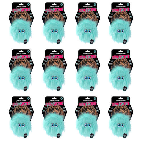12x Paws And Claws Furry Giggle Ball Critter Dog Squeaky Chew Toy 12x9x9cm Assorted