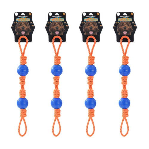 4PK Paws And Claws Twist Tug Double Loop Rope Pet Dog Toy Durable 69x7cm