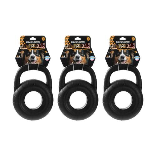 3x Paws And Claws All Terrain EVA Tyre Tugger Dog Durable Chew Toy 25.5x18.5x6cm