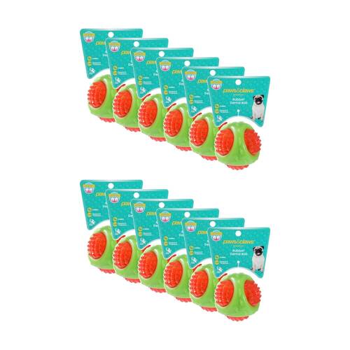 12x Paws And Claws Dental Ball Pet Dog Squeaky Toy Teeth Gum Cleaning 8cm Assorted