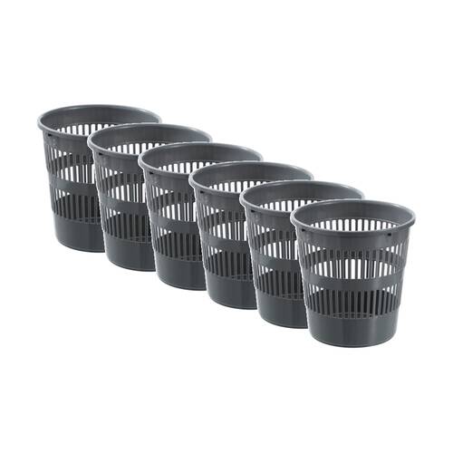 6x Boxsweden Lightweight Rubbish Trashcan Waste Bin 11L 28x28x28cm Assorted