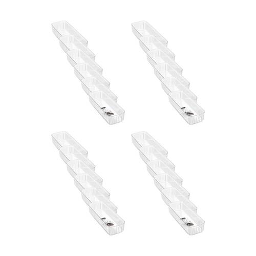 24x Boxsweden Crystal Ribbed Tray Modular Design Storage Container Clear 31x11x6.5cm
