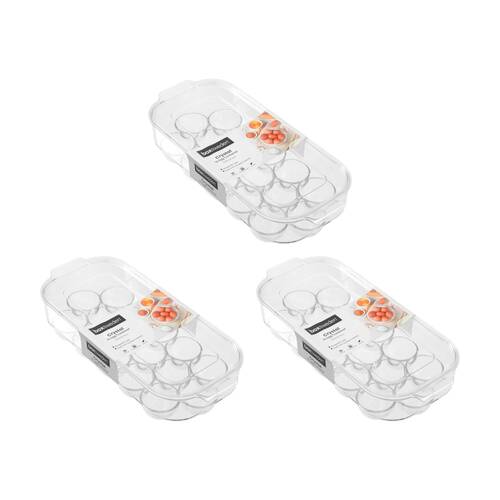 3x Boxsweden Crystal 16 Egg Container Tray Food Storage Clear 33x14.5x7.5cm