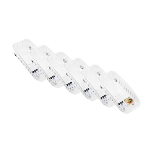 6x Boxsweden Crystal Roller Tray W/ Dividers Home Organisation Clear 36x16x9.5cm
