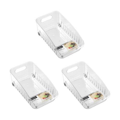 3x Boxsweden Crystal Roller Tray W/ Dividers Home Organisation Clear 38x21x14cm