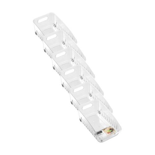 6x Boxsweden Crystal Roller Tray W/ Dividers Home Organisation Clear 38x21x14cm