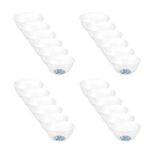24x Lemon And Lime Large Plastic Serving/Salad Bowl 6L Clear 32.5cm