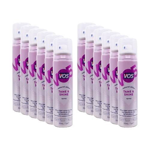12PK VO5 Natural Spray Tame & Shine For Glossy Hair Care Styling 100ml