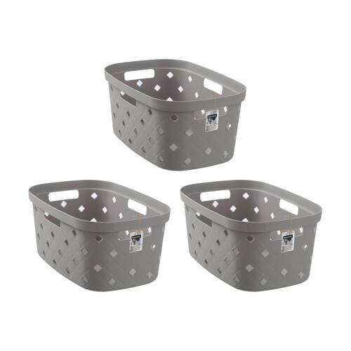 3x Boxsweden Diamond Quilted Laundry Carry Basket Hamper 56x38.7x25cm Assorted
