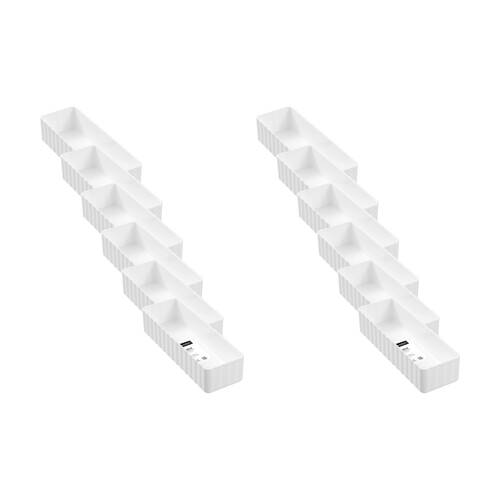 12x Boxsweden Rippled Stacking Tray Organiser Ribbed Storage 22.5x7.5x5cm Assorted