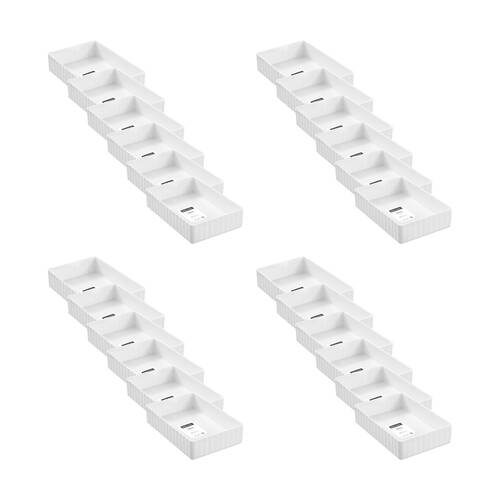 24x Boxsweden Rippled Stacking Tray Organiser Ribbed Storage 22.5x15x5cm Assorted