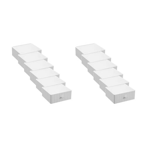12x Boxsweden Rippled Stacking Drawer Organiser Ribbed Storage 20x18x8cm Assorted