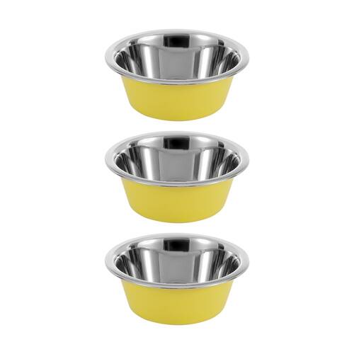 3x Paws And Claws Stainless Steel Cat/Dog Food/Drink Bowl 600ml Assorted