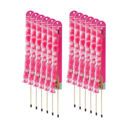 12PK Paws & Claws Pounce Fluffy Dangler Cat Toy 50cm Pink/Blue Assorted